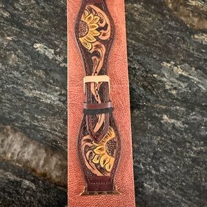 Sunflower Embossed Leather Watch Band